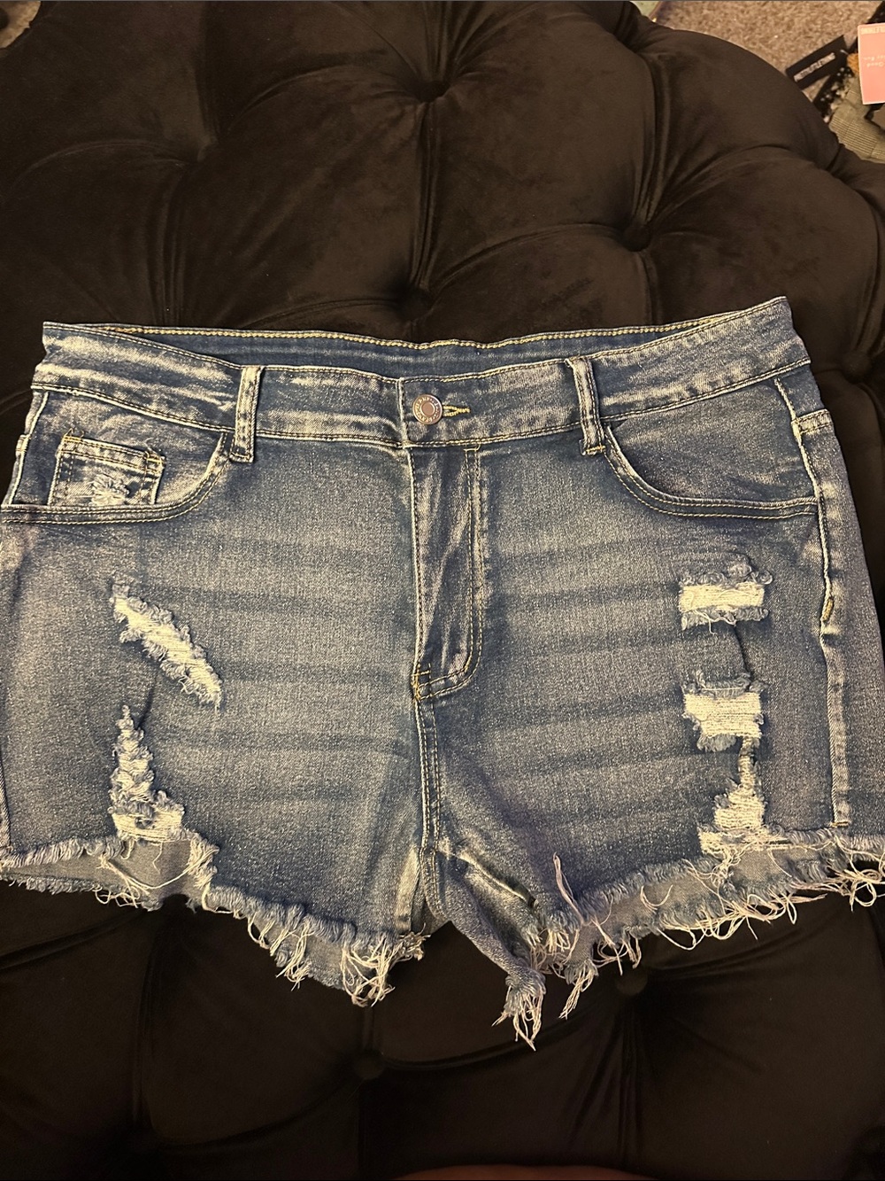 SHEIN Light Blue Distressed Denim Shorts